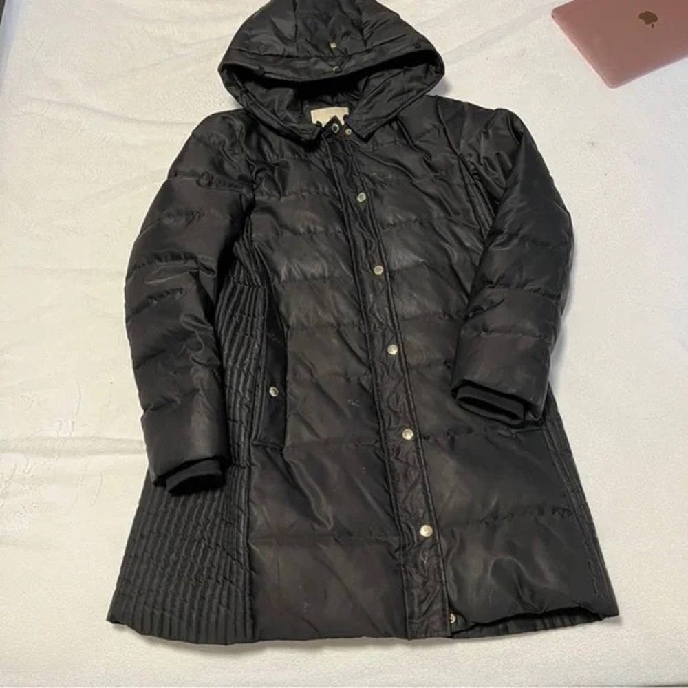 Kate Spade Black Winter Puffer Jacket Parka Hood Zip Size XS Excellent Condition